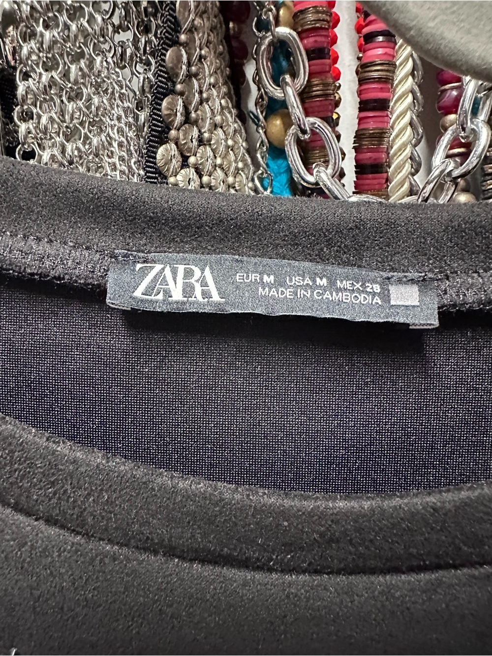 Zara Black Crewneck Top with Subtle Texture - Picture 2 of 4